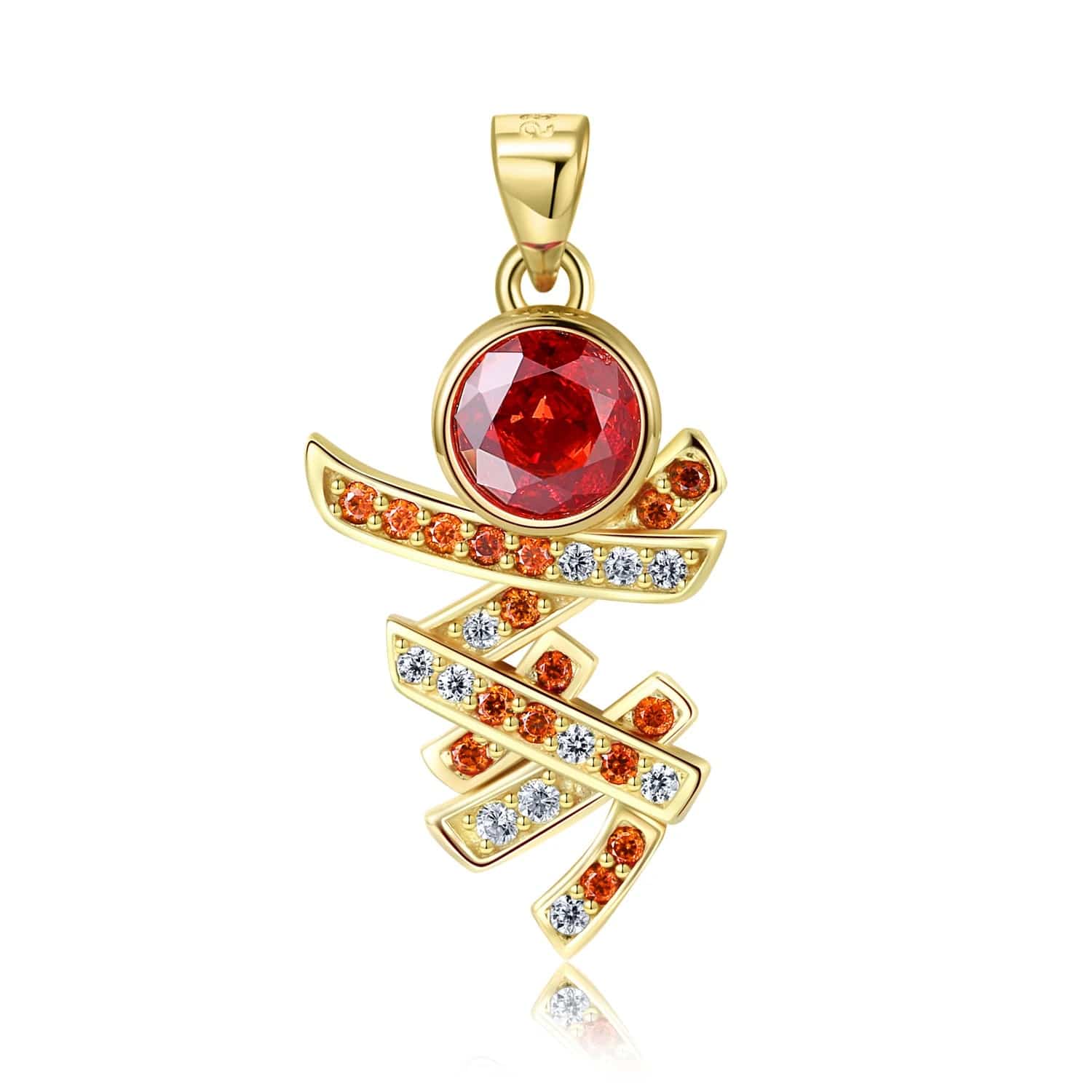 Elegant Red Crystal Lab Grown Diamond Pendant for Necklace Real 925 Sterling Silver Women Necklaces Jewelry Weeding Engagement