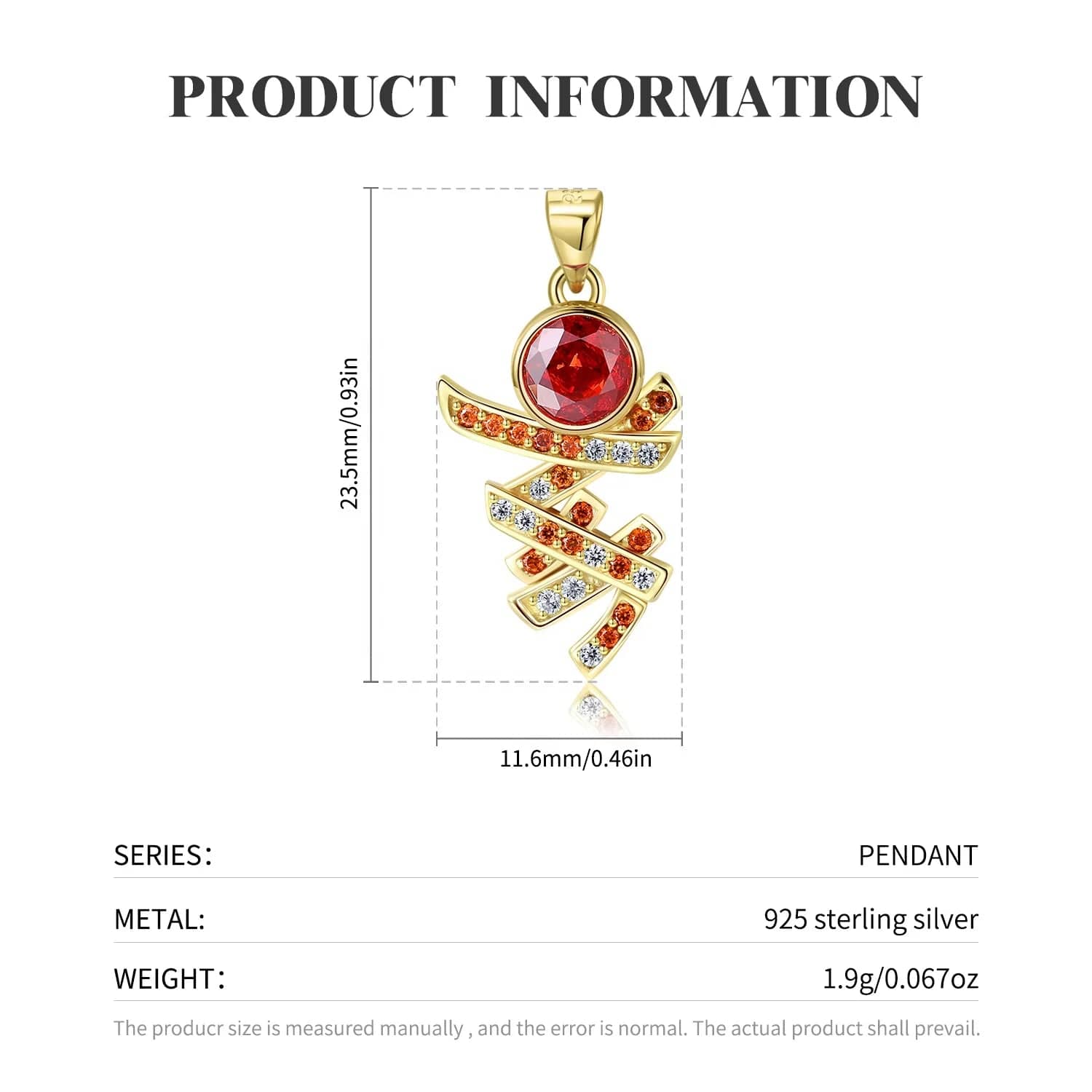 Elegant Red Crystal Lab Grown Diamond Pendant for Necklace Real 925 Sterling Silver Women Necklaces Jewelry Weeding Engagement