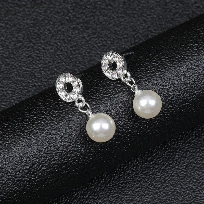 Elegant Simulated-Pearl Bridal Jewelry Sets Rhinestone Pearl Drop NECKLACE+EARRINGS Wedding Jewelry Sets for Women Gifts