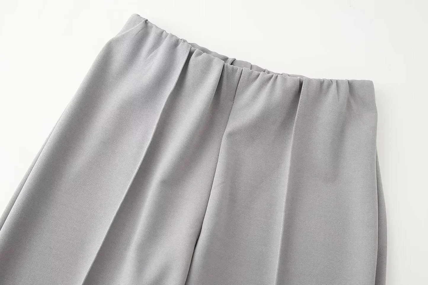 Elegant Women Casual Solid Pants Suits Round Neck Full Sleeve Shirt Wise Leg Straight Pant Suit Lady New Basic 2 Pieces Set 2025