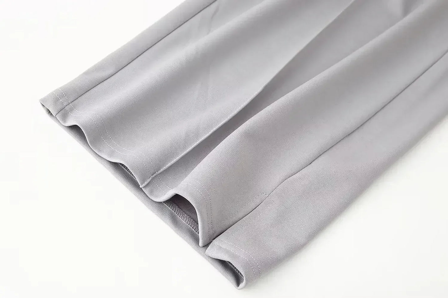 Elegant Women Casual Solid Pants Suits Round Neck Full Sleeve Shirt Wise Leg Straight Pant Suit Lady New Basic 2 Pieces Set 2025