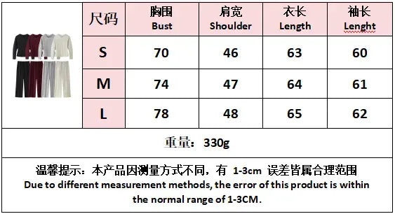 Elegant Women Casual Solid Pants Suits Round Neck Full Sleeve Shirt Wise Leg Straight Pant Suit Lady New Basic 2 Pieces Set 2025