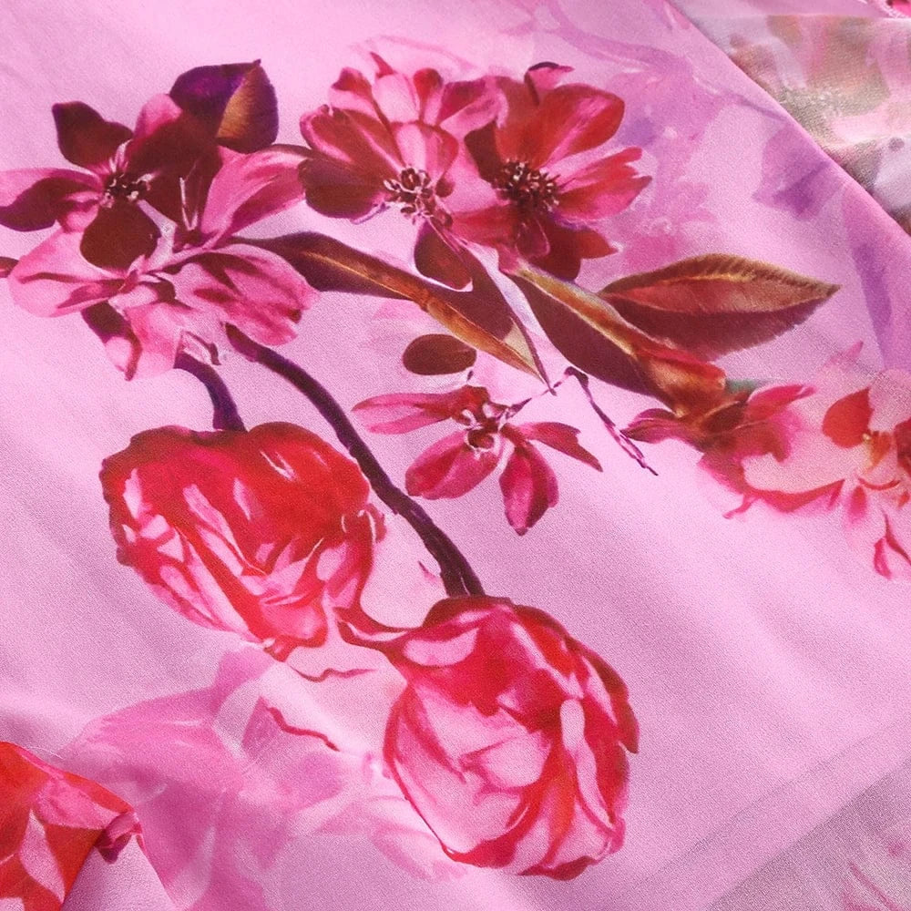 Elegant Women's Halter Floral Print Maxi Dress High Slit Flowy Summer Party Wear Fashionable Ruched Bodice Deep V-Neck Design