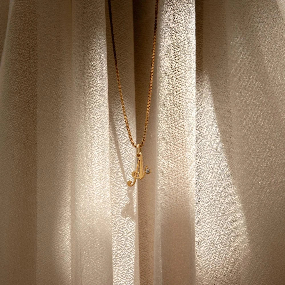 eManco Box Chain Necklace Women's Fashion Stainless Steel Jewelry Diy Personalized Alphabet Letters Birthstone Name Necklace