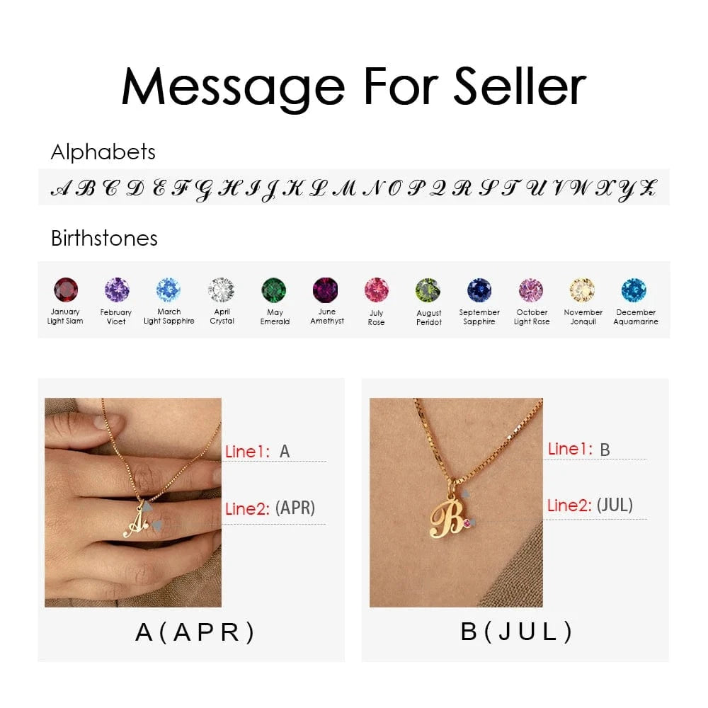 eManco Box Chain Necklace Women's Fashion Stainless Steel Jewelry Diy Personalized Alphabet Letters Birthstone Name Necklace