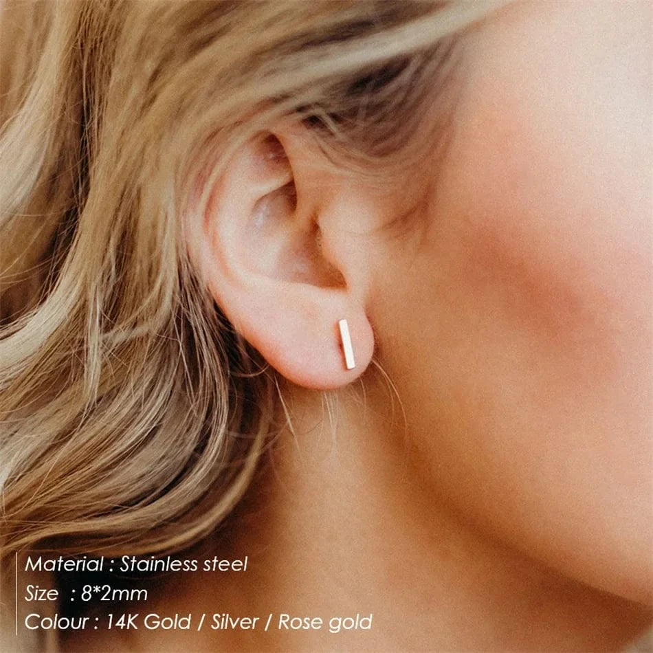 eManco Cross-border earrings with simple stainless steel studs for women with punk geometric earring 316L titanium steel jewelry