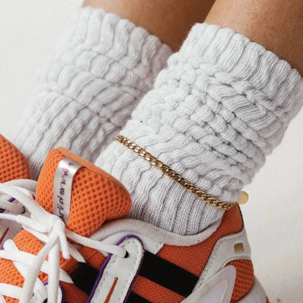 eManco Simple Gold Silver Foot Chain Anklets 316L Stainless Steel Ankle Bracelets Fashion Adjustable Link Foot Jewelry Women