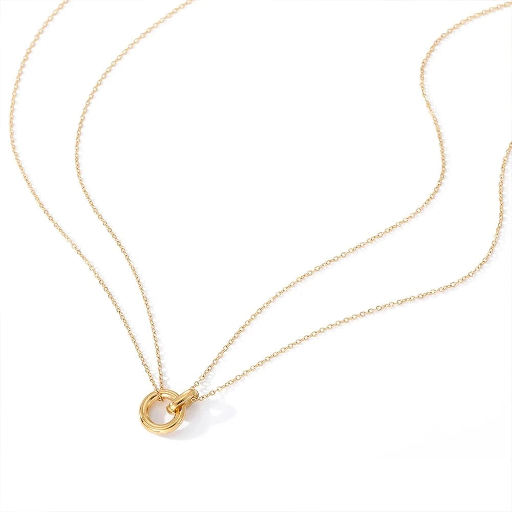 eManco Stainless Steel Two Color Crossing Circle Pendant Necklaces for Women Chokers Trend Fashion Festival Party Gift Jewelry