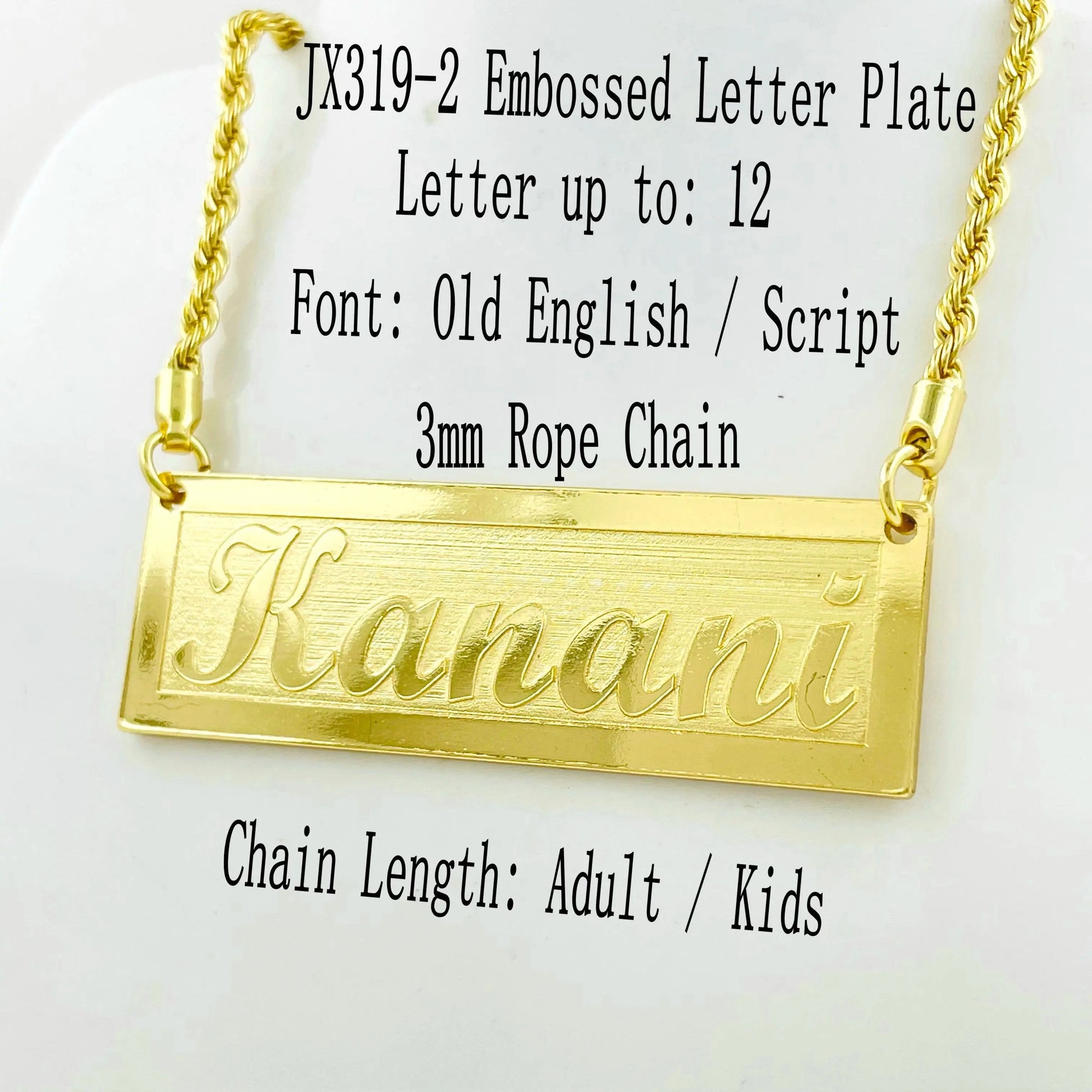 Embossed name plate chain Raised letter necklace customize Hawaiian Samoa personalized birthday anniversary gift jewelry