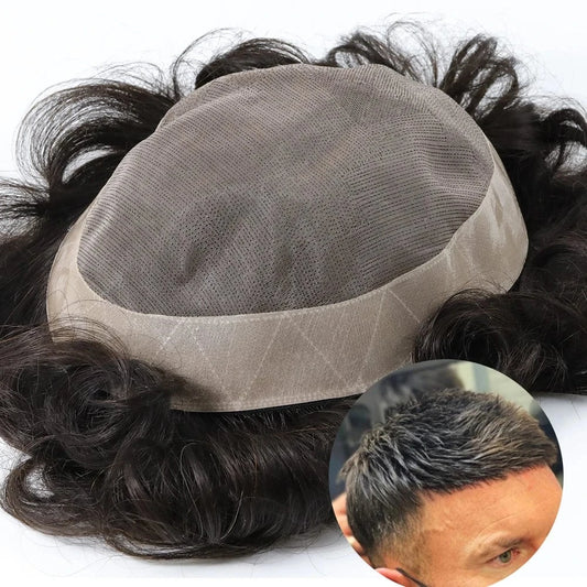 EMEDA cheaper korea toupee for men curly hair replacement system toupees stock