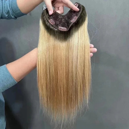 Emeda easy install V shape machine made topper clip ins human virgin hair extensions