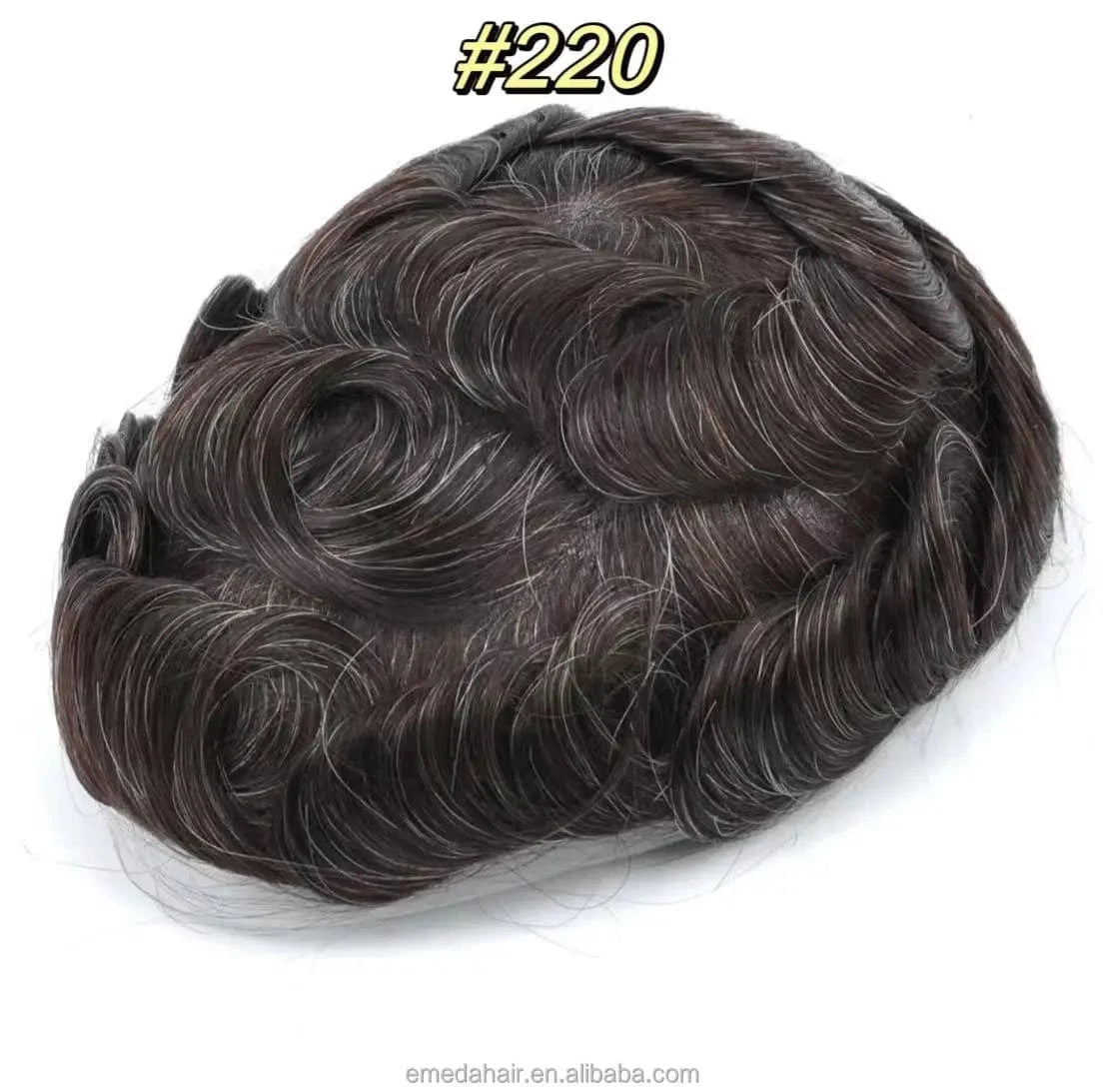 EMEDA Grey men's toupee hair for men 100% thin skin toupee prosthesis capillary 100% human hair stock