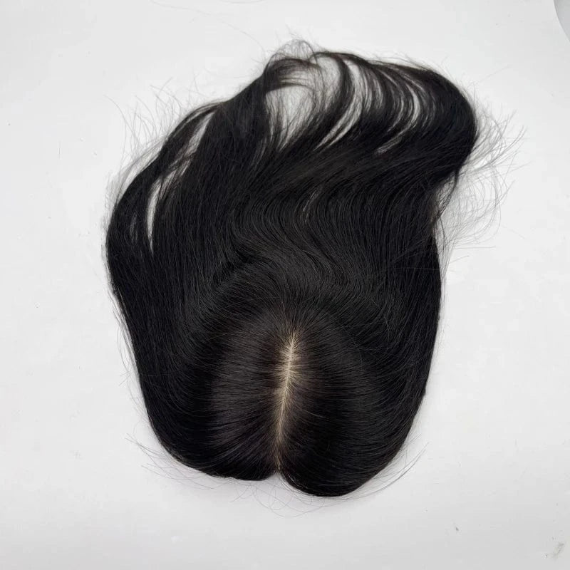 Emeda Natural color #1B silk base hair topper 15*17cm Brazilian human hair for women