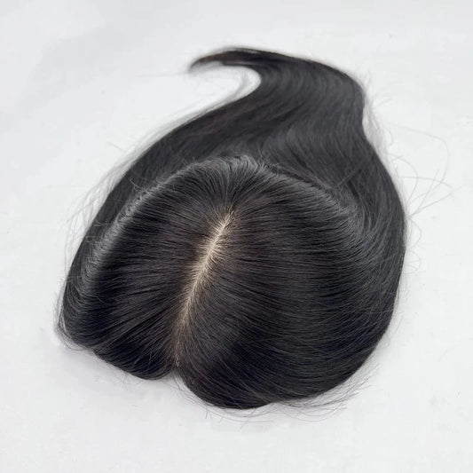 Emeda Natural color #1B silk base hair topper 15*17cm Brazilian human hair for women