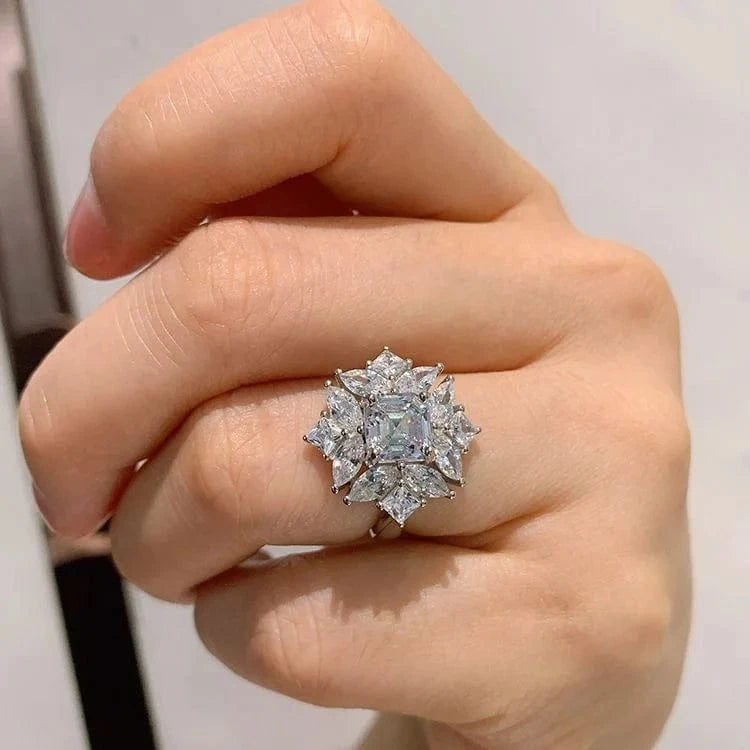 Emerald Diamond Engagement Ring Ring Jewelry Women's S925 Sterling Silver Lady's High Quality Gemstone Zirconia Luxury Brass