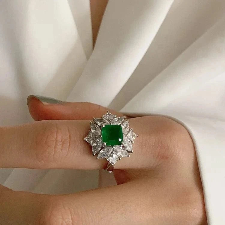 Emerald Diamond Engagement Ring Ring Jewelry Women's S925 Sterling Silver Lady's High Quality Gemstone Zirconia Luxury Brass