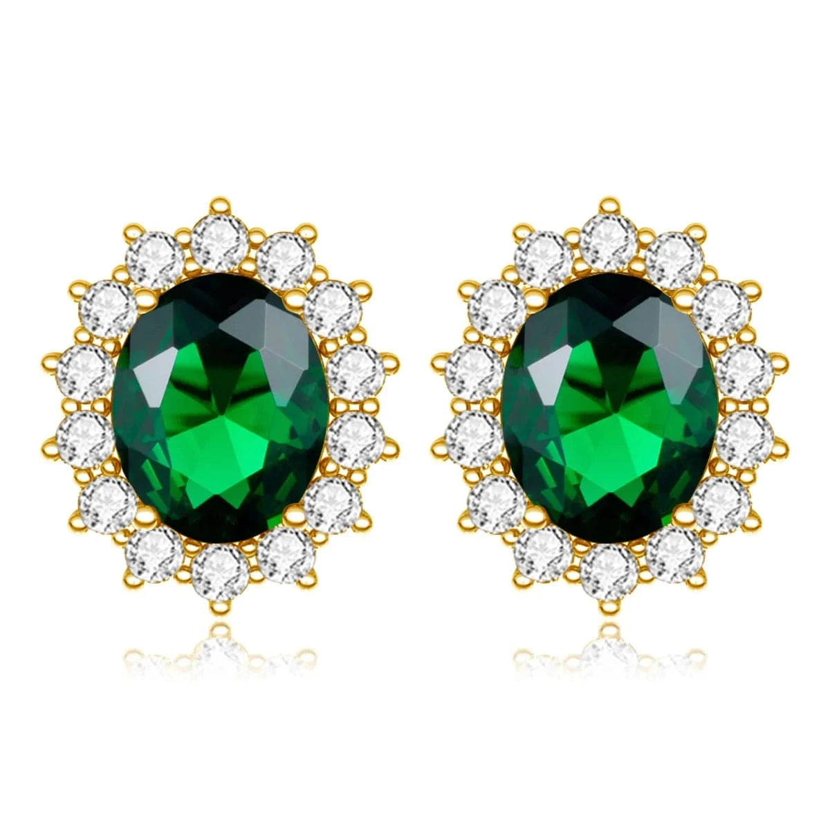Emerald Luxury Sterling Silver 925 Stud Earrings with Garnet Princess Diana Inspired Design for Anniversary Celebrations