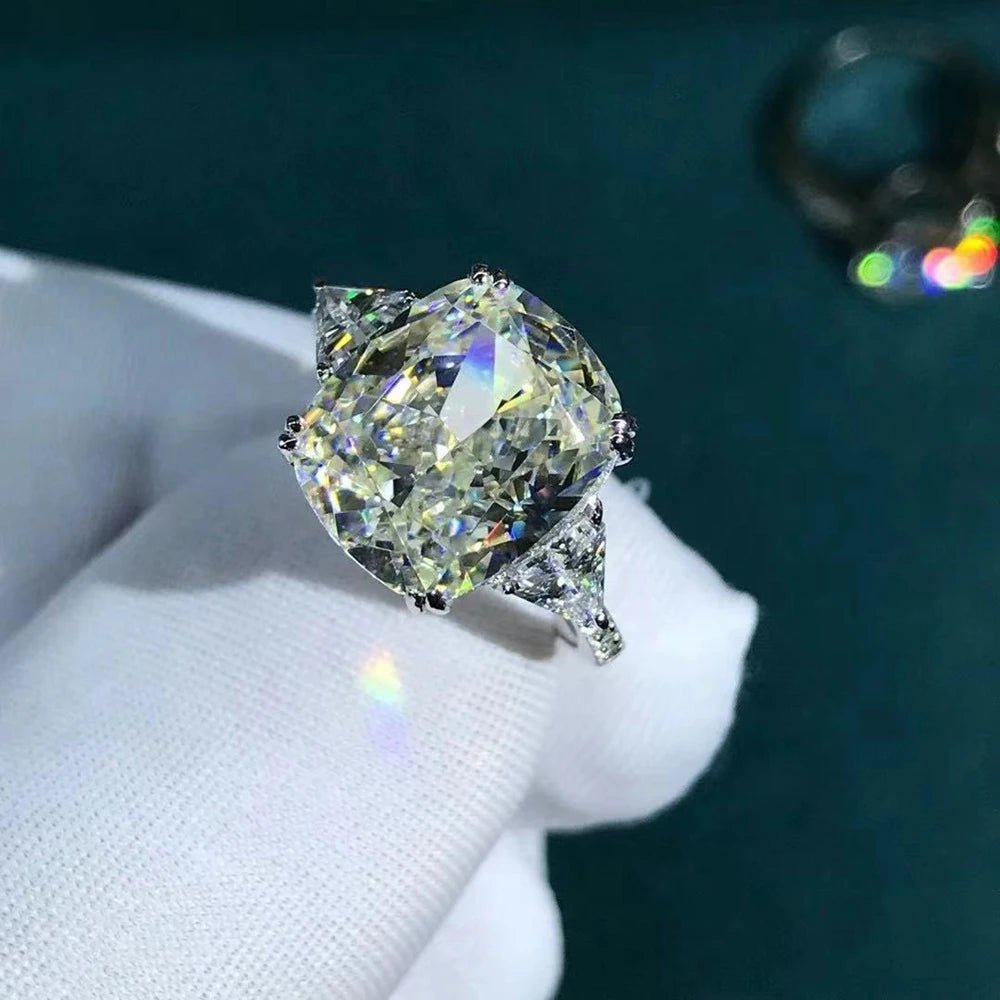 Engagement Ring Sterling Silver 3EX Cushion Cut Pink Created Moissanite 5 Carat VVS Elegant Style - SN Wigs & More
