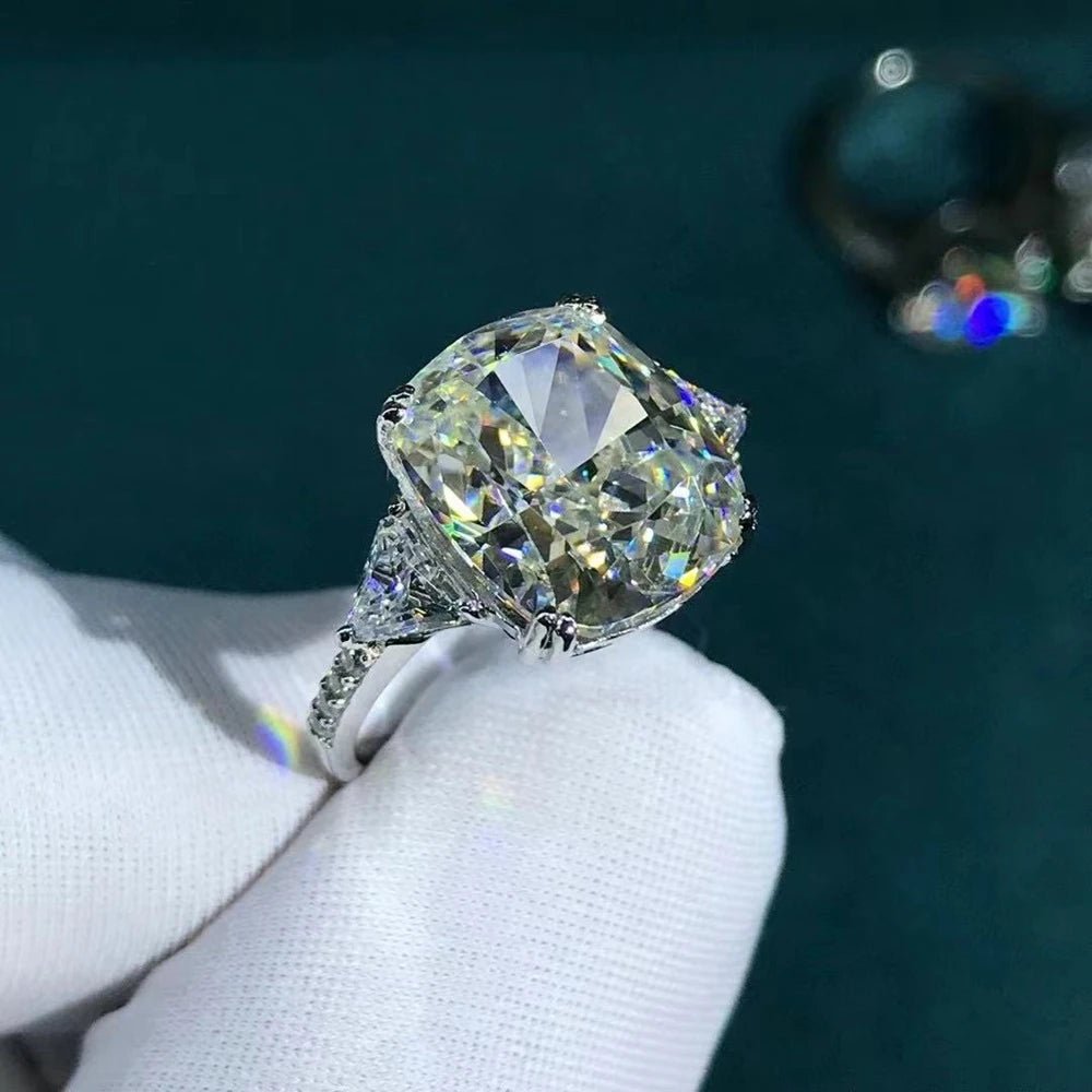 Engagement Ring Sterling Silver 3EX Cushion Cut Pink Created Moissanite 5 Carat VVS Elegant Style - SN Wigs & More