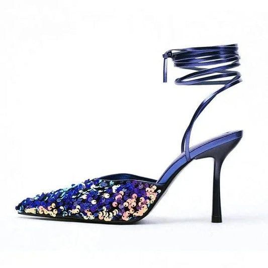 ENMAYER Factory Supply Big Size Available Sequined Cloth Bling Bling Women Dress Shoes