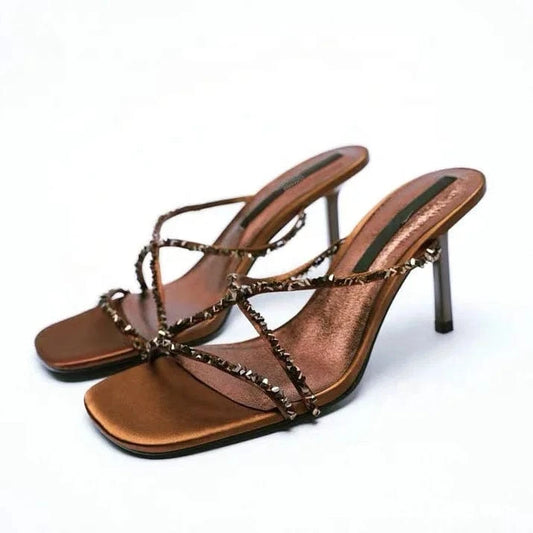 ENMAYER In Stock Ready To Ship Rhinestones Decoration Round Toe Slip On Women Slide Shoes