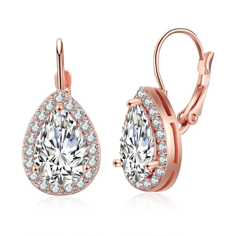 EP001 Rose Gold RAKOL EP2905 fine designer luxury fancy  diamond gold  small  hoop earrings 18k for women  cz cubic zirconia  huggie earring set