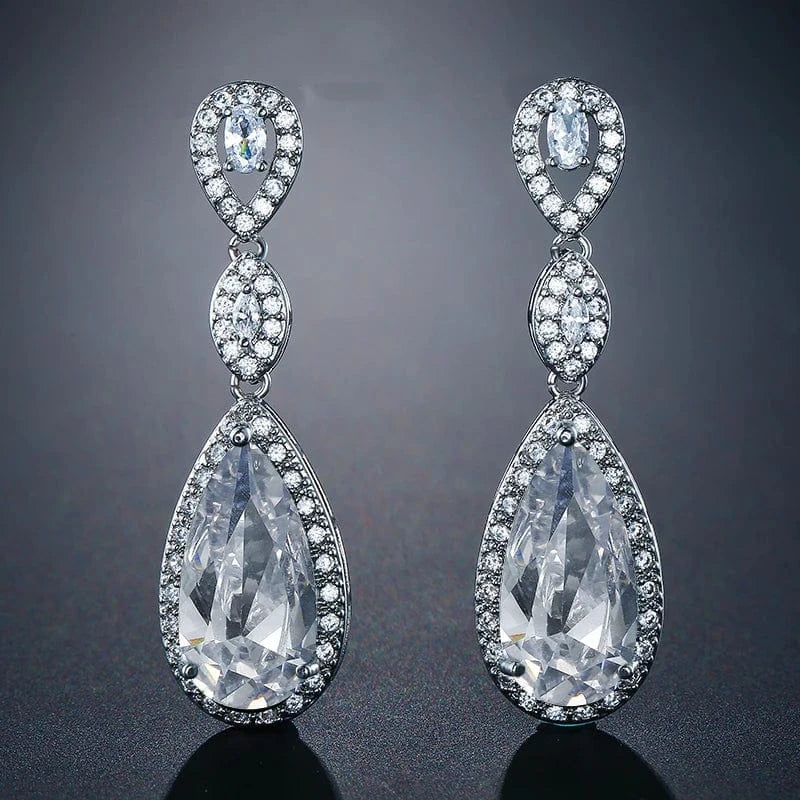 EP029 White RAKOL EP2978 Latest Fashion 925 Sterling Silver Earrings Jewelry Wedding Crystal Drop Earrings Women 18 K Gold Bridal Earrings