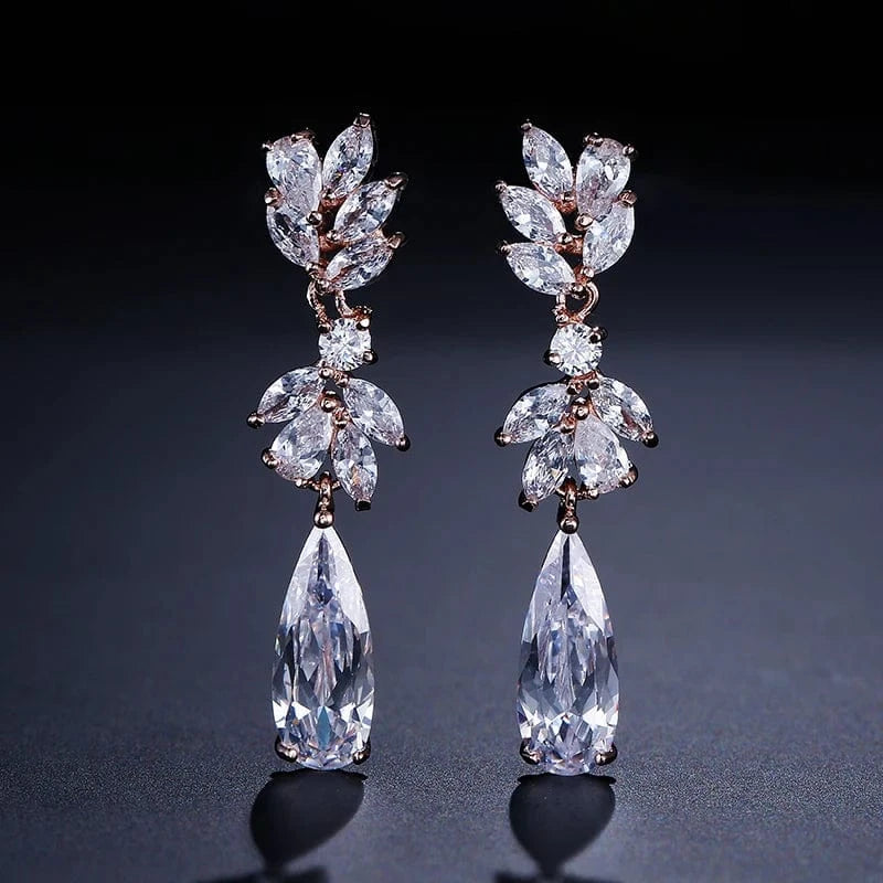 EP050 Rose Gold RAKOL EP2978 Latest Fashion 925 Sterling Silver Earrings Jewelry Wedding Crystal Drop Earrings Women 18 K Gold Bridal Earrings