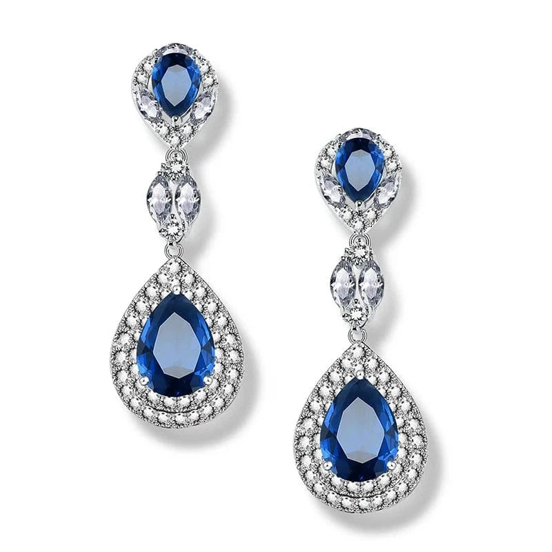 EP068 Blue RAKOL EP2040  luxury women's gold plated diamond drop earrings bridal  earrings jewelry  2022
