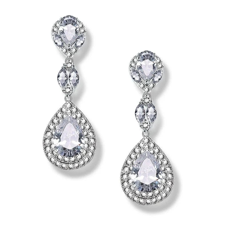 EP068 White RAKOL EP2040  luxury women's gold plated diamond drop earrings bridal  earrings jewelry  2022