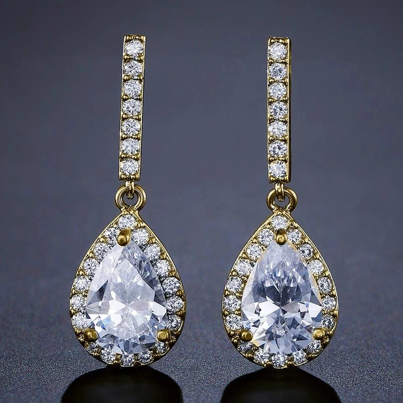 EP086 Gold RAKOL EP2040  luxury women's gold plated diamond drop earrings bridal  earrings jewelry  2022