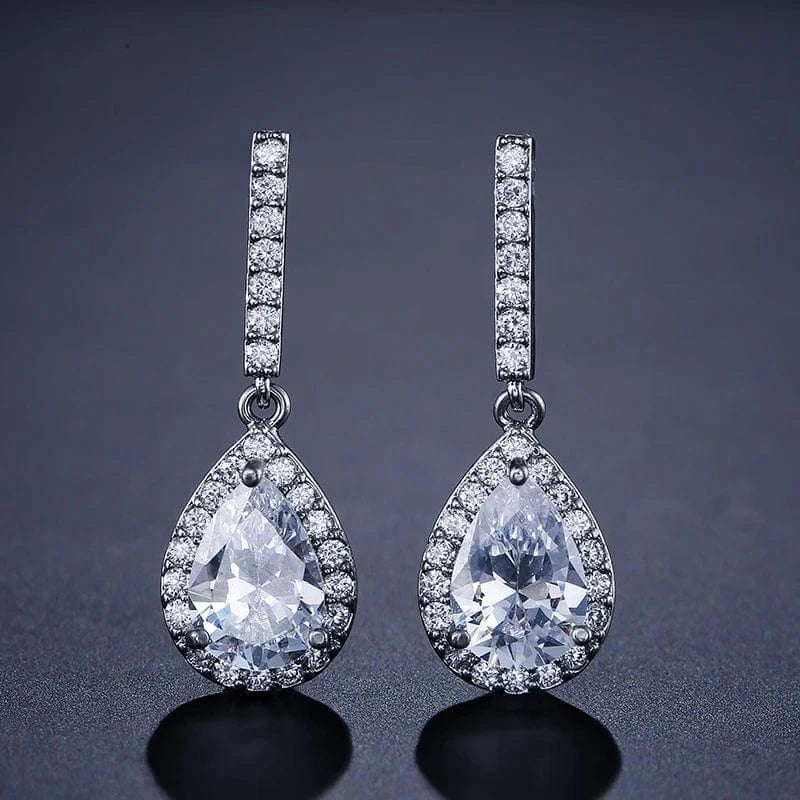 EP086 White RAKOL EP2040  luxury women's gold plated diamond drop earrings bridal  earrings jewelry  2022