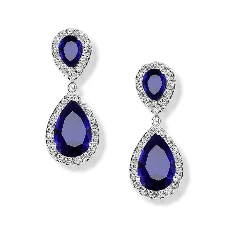 EP091 White Blue Stone RAKOL EP091 fine jewelry  gold plated cubic zirconia earrings women  diamond drop  studs earrings jewelry