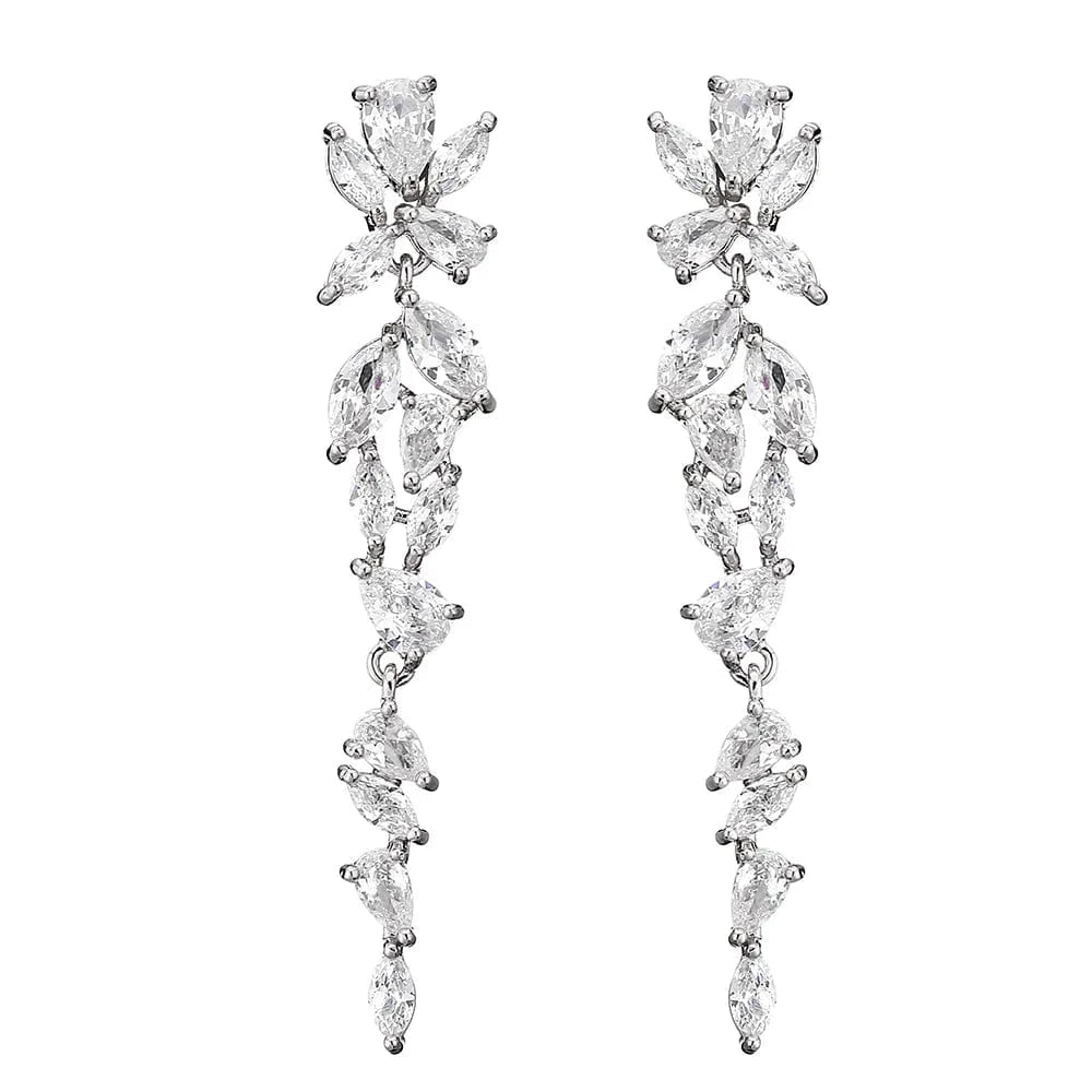 EP1032 White RAKOL EP2232   luxury  long drop 18K gold plated  cubic zirconia earrings jewelry for women 2022
