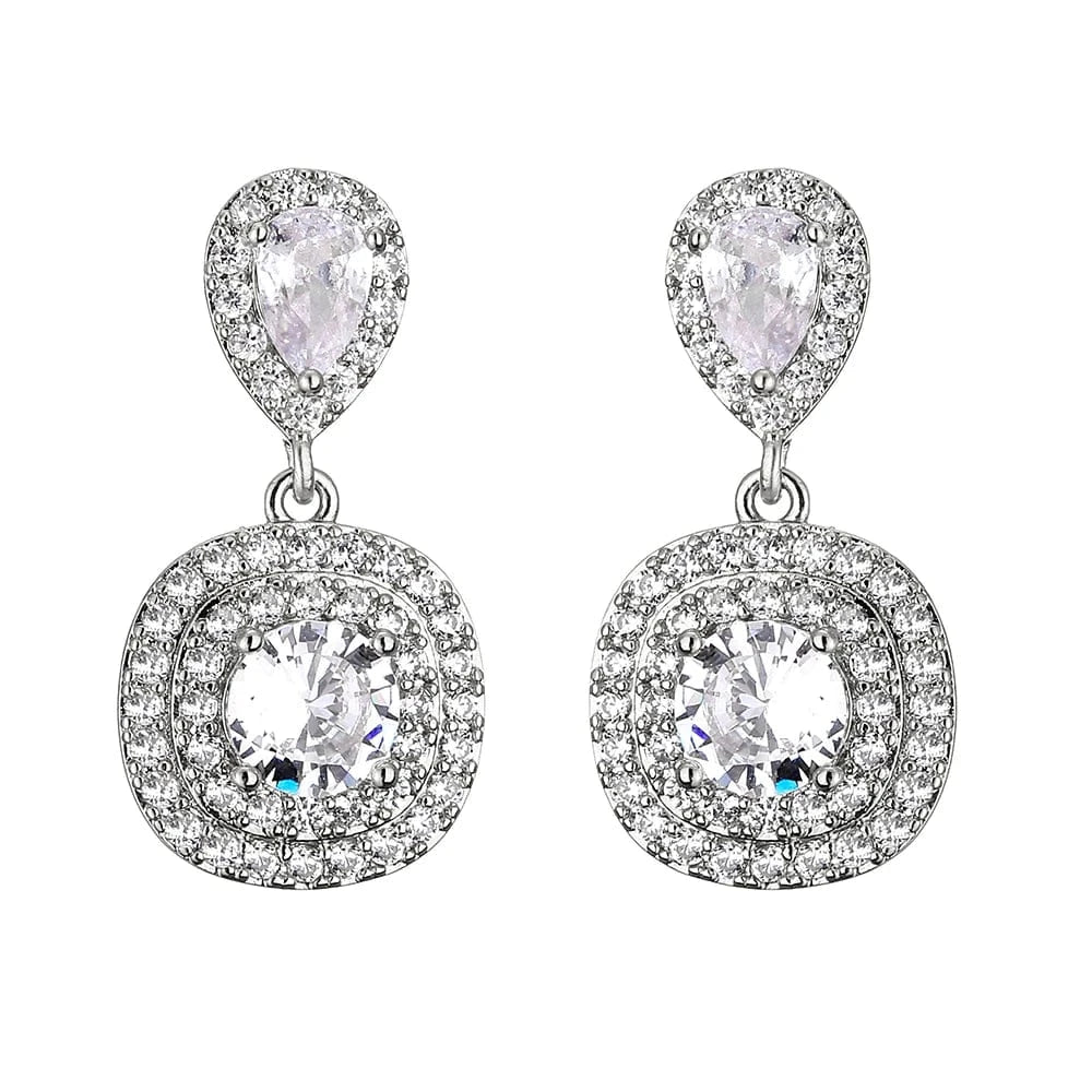 EP1045 White Gold RAKOL EP2843 2022 New High Quality Gold Plated Cubic Zircon Diamond Earrings Sparking Wedding Bridal Luxury Earrings Women