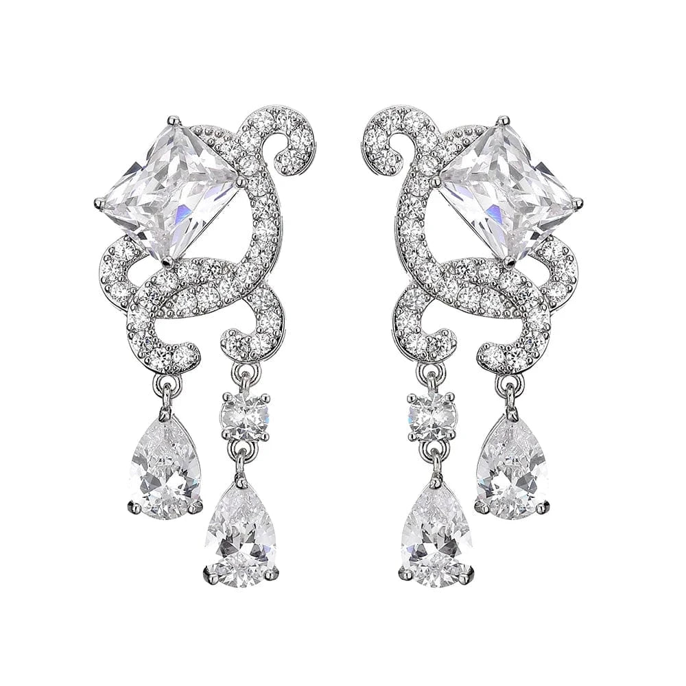 EP1070 White Clear Stone Rakol Ep598 Wholesale Luxury Angel Wing Cubic Zirconia Bridal Earrings Big Studs Earrings Jewelry Women 2022