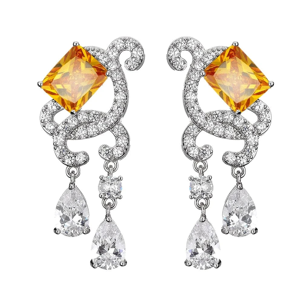 EP1070 White Yellow Stone Rakol Ep598 Wholesale Luxury Angel Wing Cubic Zirconia Bridal Earrings Big Studs Earrings Jewelry Women 2022