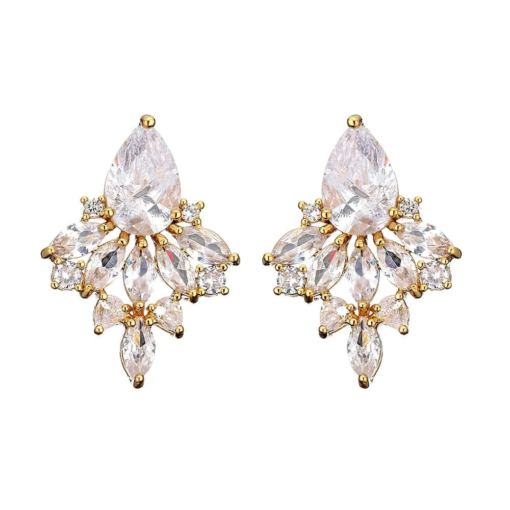 EP1081 Gold RAKOL EP480 fancy gold plated geometric small studs earrings cubic zirconia earrings jewelry women