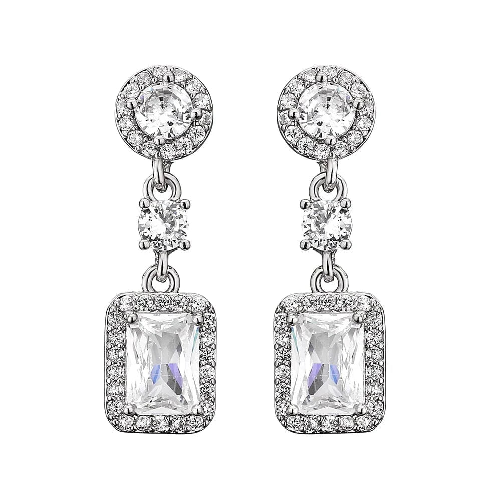 EP1125 White Gold RAKOL EP2843 2022 New High Quality Gold Plated Cubic Zircon Diamond Earrings Sparking Wedding Bridal Luxury Earrings Women
