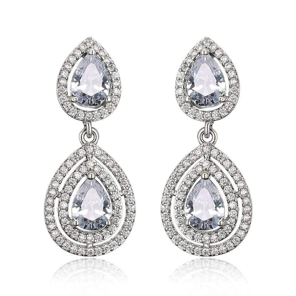 EP1154 White RAKOL EP091 fine jewelry  gold plated cubic zirconia earrings women  diamond drop  studs earrings jewelry