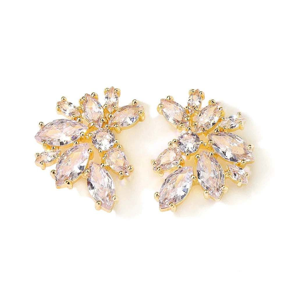 EP1165 Gold RAKOL EP480 fancy gold plated geometric small studs earrings cubic zirconia earrings jewelry women