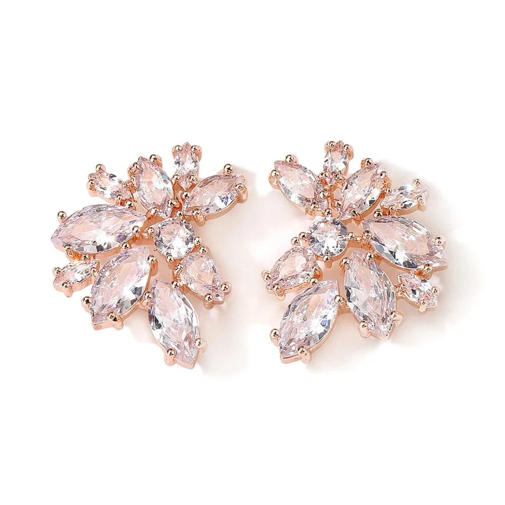EP1165 Rose Gold RAKOL EP480 fancy gold plated geometric small studs earrings cubic zirconia earrings jewelry women