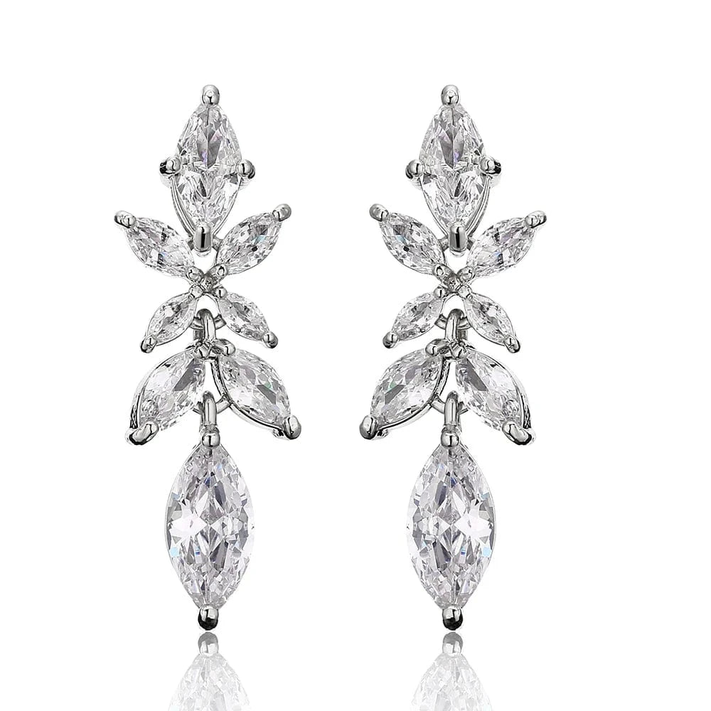 EP1168 White gold RAKOL EP2981 luxury women's gold plated long statement bridal earrings  zirconia  big earrings women
