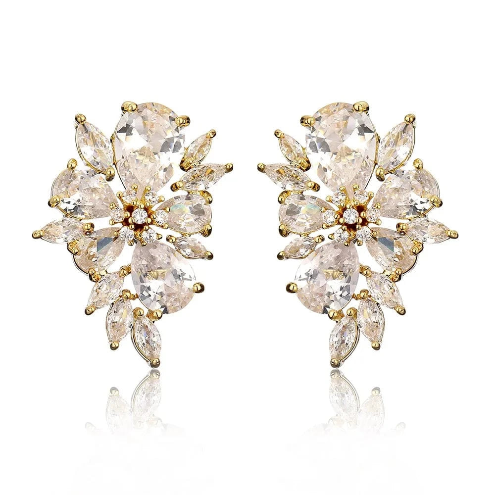 EP1182 Gold RAKOL EP480 fancy gold plated geometric small studs earrings cubic zirconia earrings jewelry women