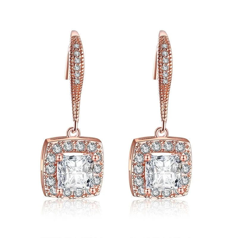 EP2026 Rose Gold RAKOL EP2843 2022 New High Quality Gold Plated Cubic Zircon Diamond Earrings Sparking Wedding Bridal Luxury Earrings Women