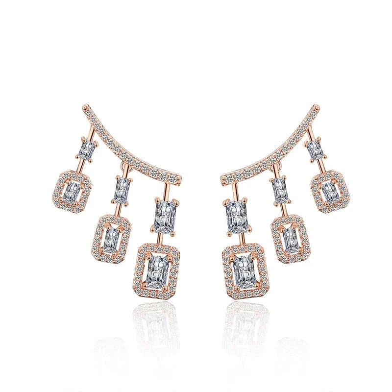 EP2031 Rose Gold Rakol Ep598 Wholesale Luxury Angel Wing Cubic Zirconia Bridal Earrings Big Studs Earrings Jewelry Women 2022