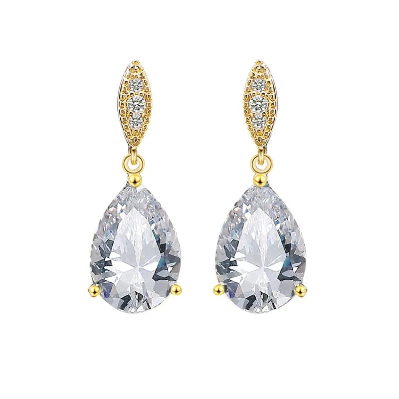 EP2040 Gold RAKOL EP2040  luxury women's gold plated diamond drop earrings bridal  earrings jewelry  2022