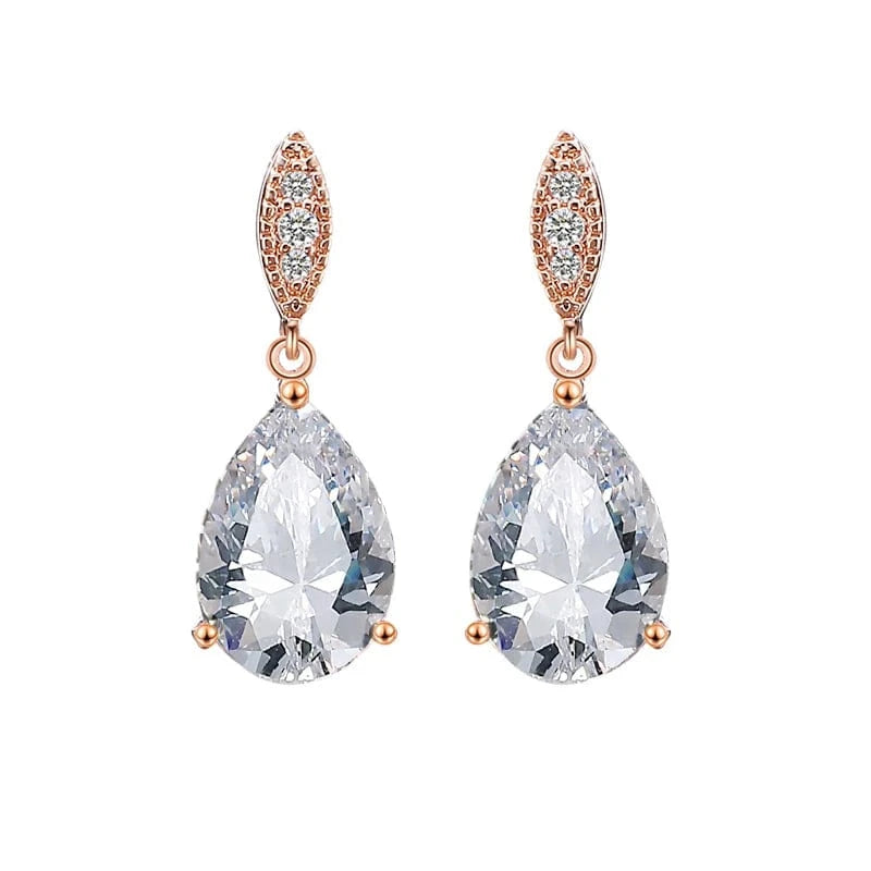 EP2040 Rose Gold RAKOL EP091 fine jewelry  gold plated cubic zirconia earrings women  diamond drop  studs earrings jewelry