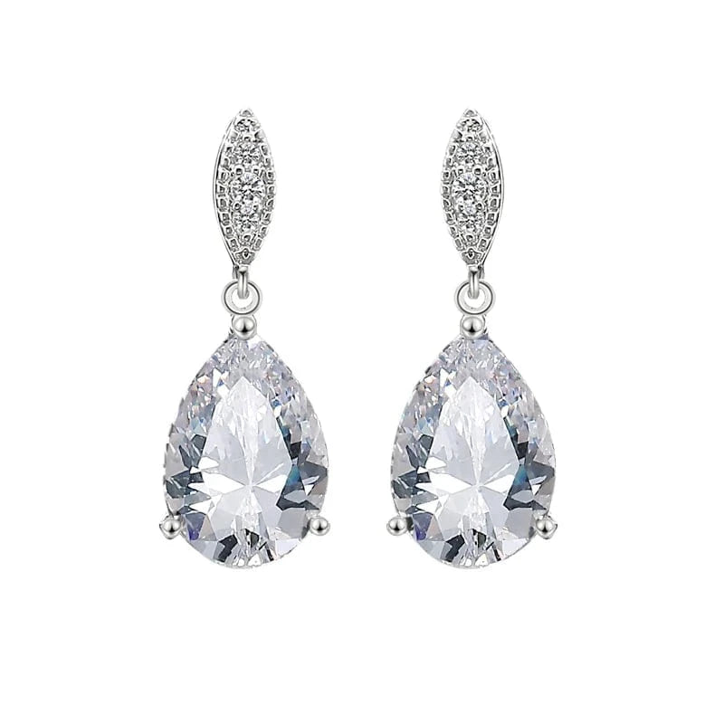 EP2040 White RAKOL EP2040  luxury women's gold plated diamond drop earrings bridal  earrings jewelry  2022