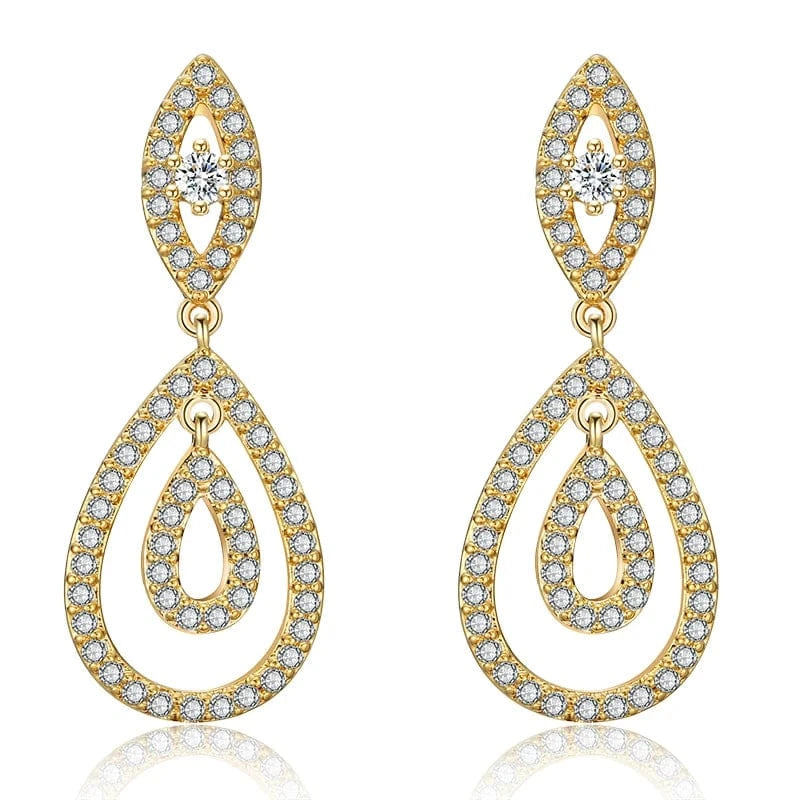 EP2136 Gold RAKOL EP2040  luxury women's gold plated diamond drop earrings bridal  earrings jewelry  2022